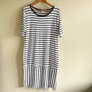 Lularoe‎ Julia White Black Striped Short Sleeve Dress Womens Plus Size 3XL Mixed